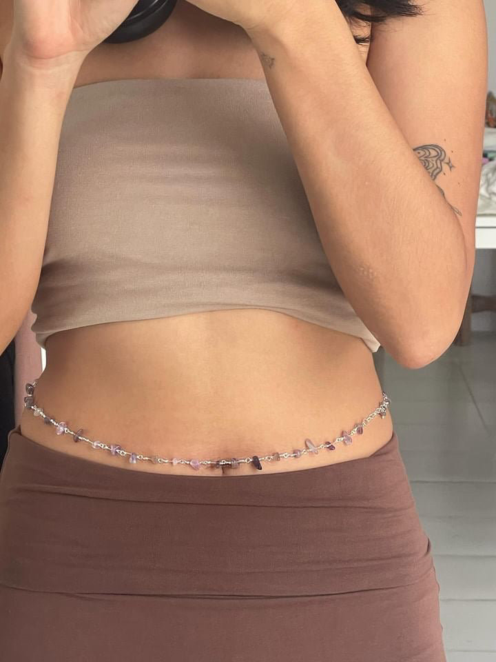 Amethyst chip waist chain