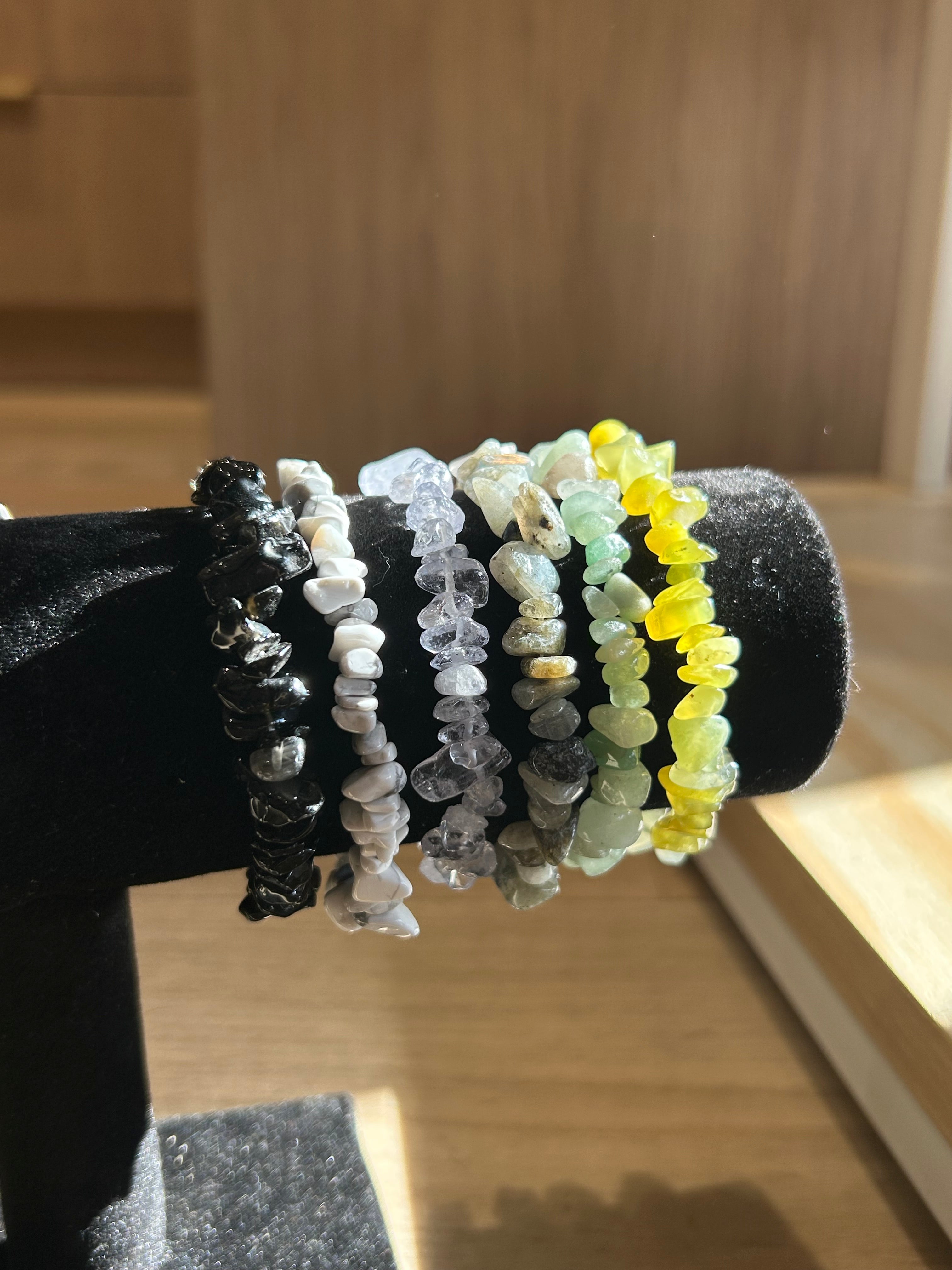 Gemstone chip bracelets