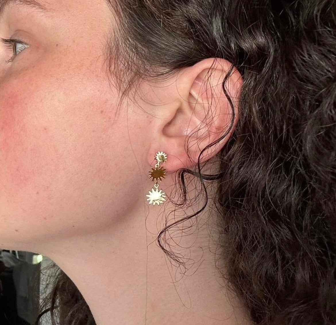 Gold Sun drop earrings