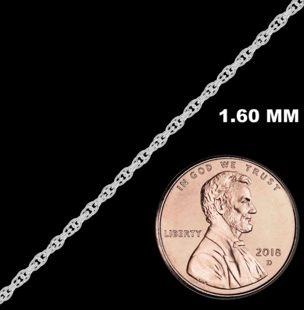 Bulk / Spooled Machine Rope Chain in Sterling Silver (1.60 mm - 3.50 mm)