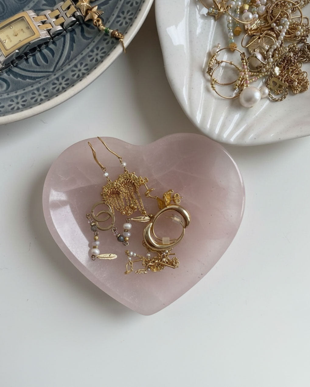 Rose Quartz Heart Jewellery Dish