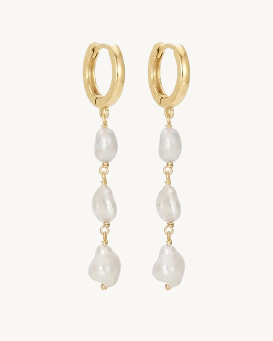 Pearl Hoop Drop Earrings