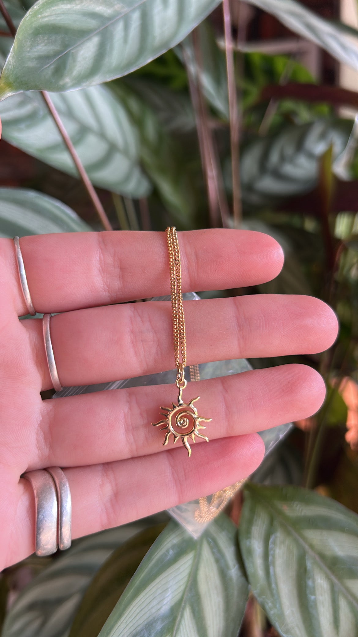 14k gold sunburst necklace