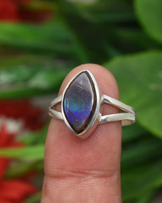 Ammolite 925 Sterling Silver Ring