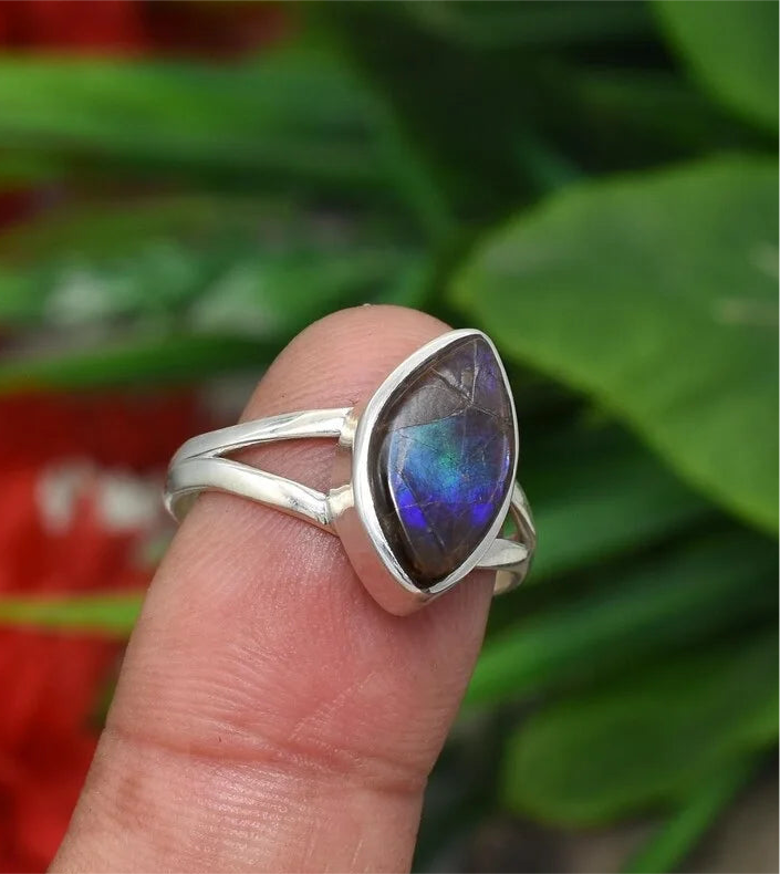 Ammolite 925 Sterling Silver Ring