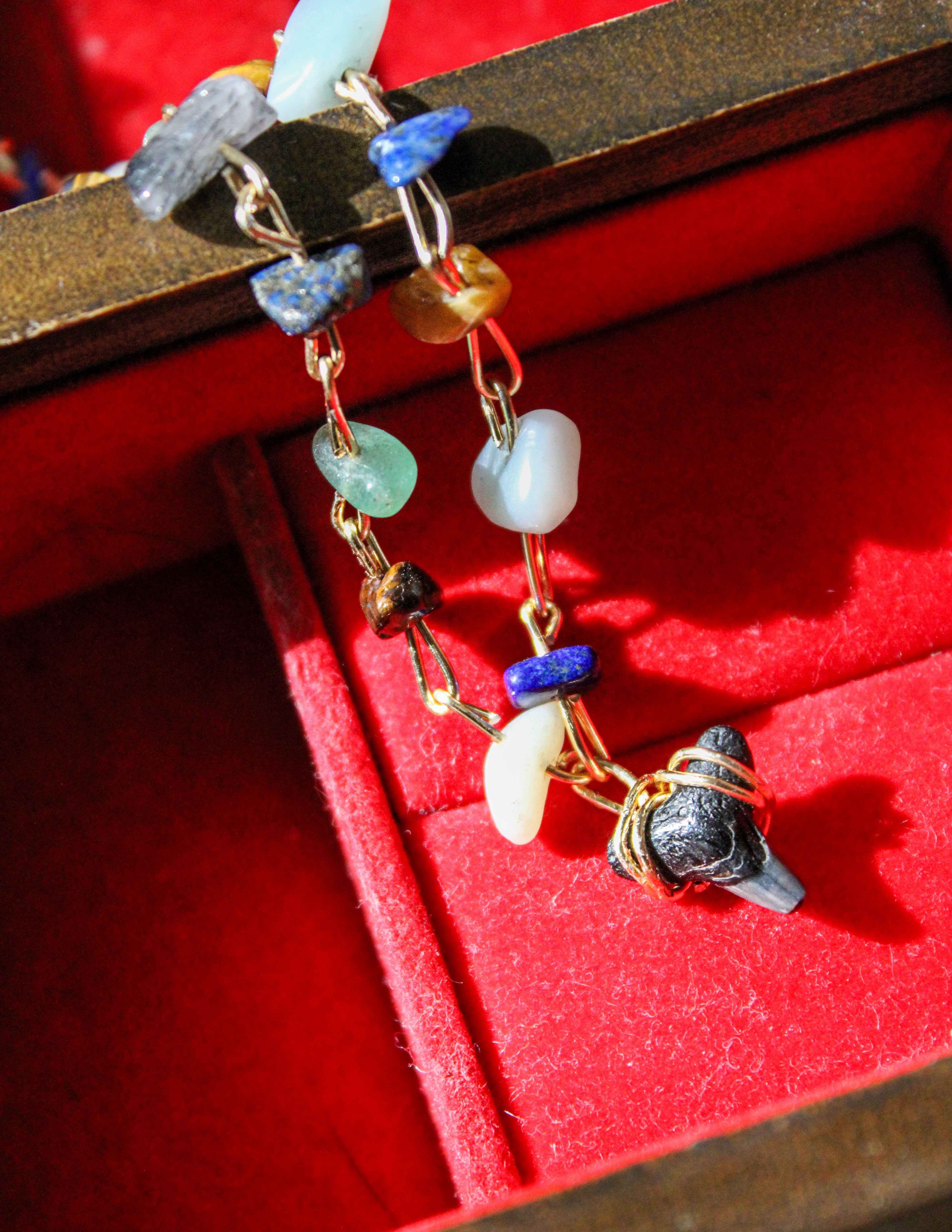 Fossilised Shark Tooth & Crystal Chip Necklace