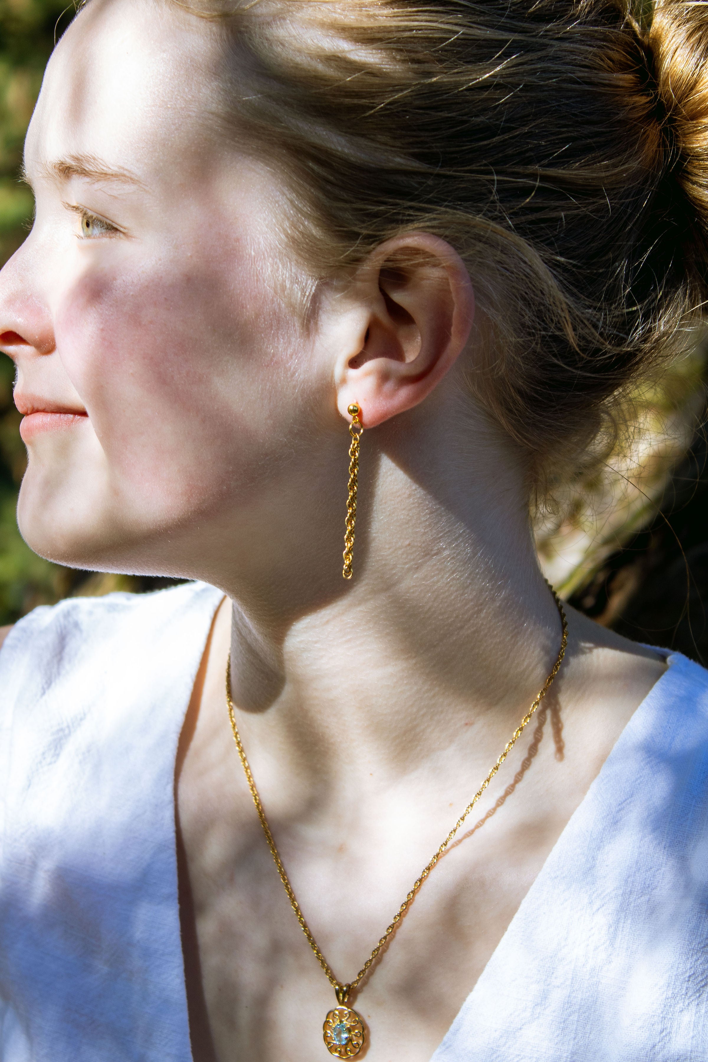 Gold drop chain earrings
