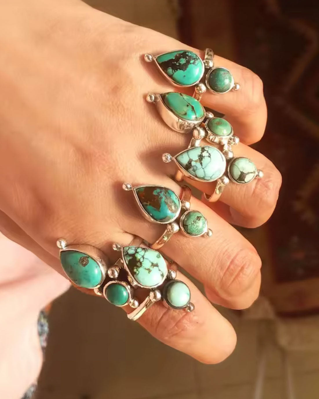 Turquoise double stone ring