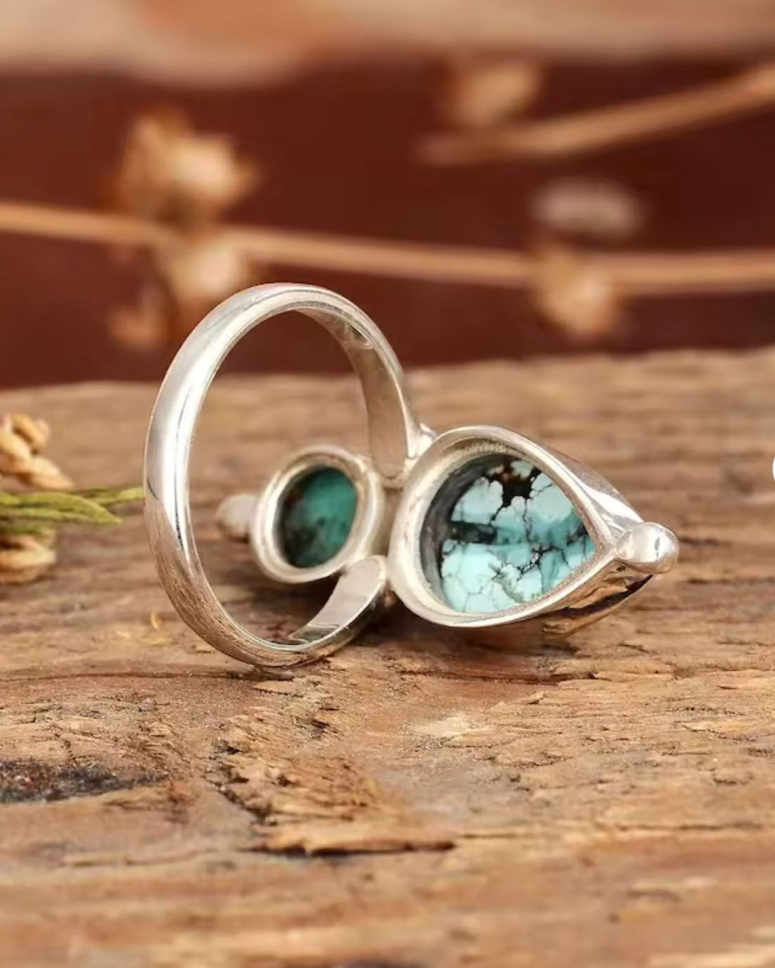 Turquoise double stone ring