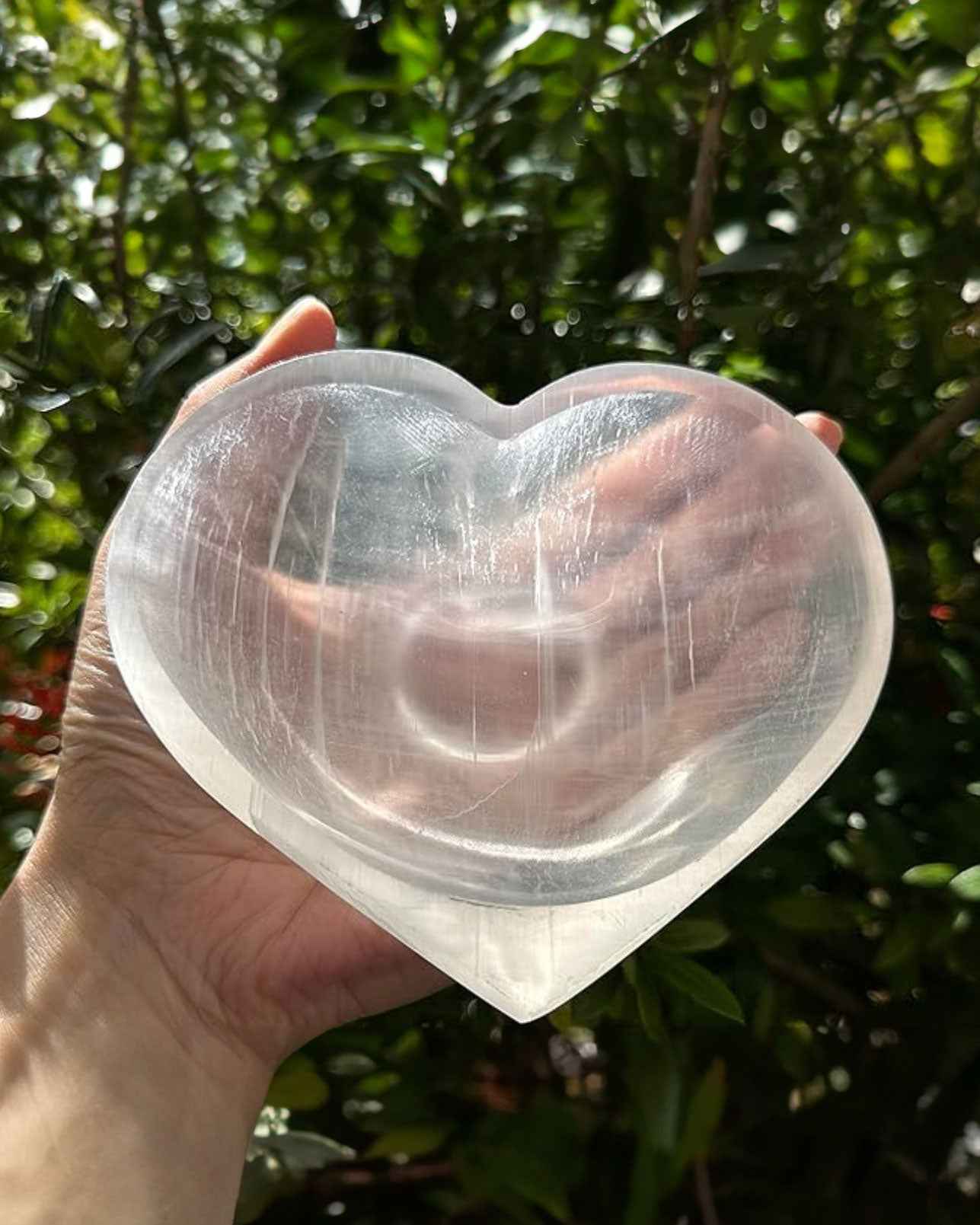 Selenite Heart Dish with Pedestal