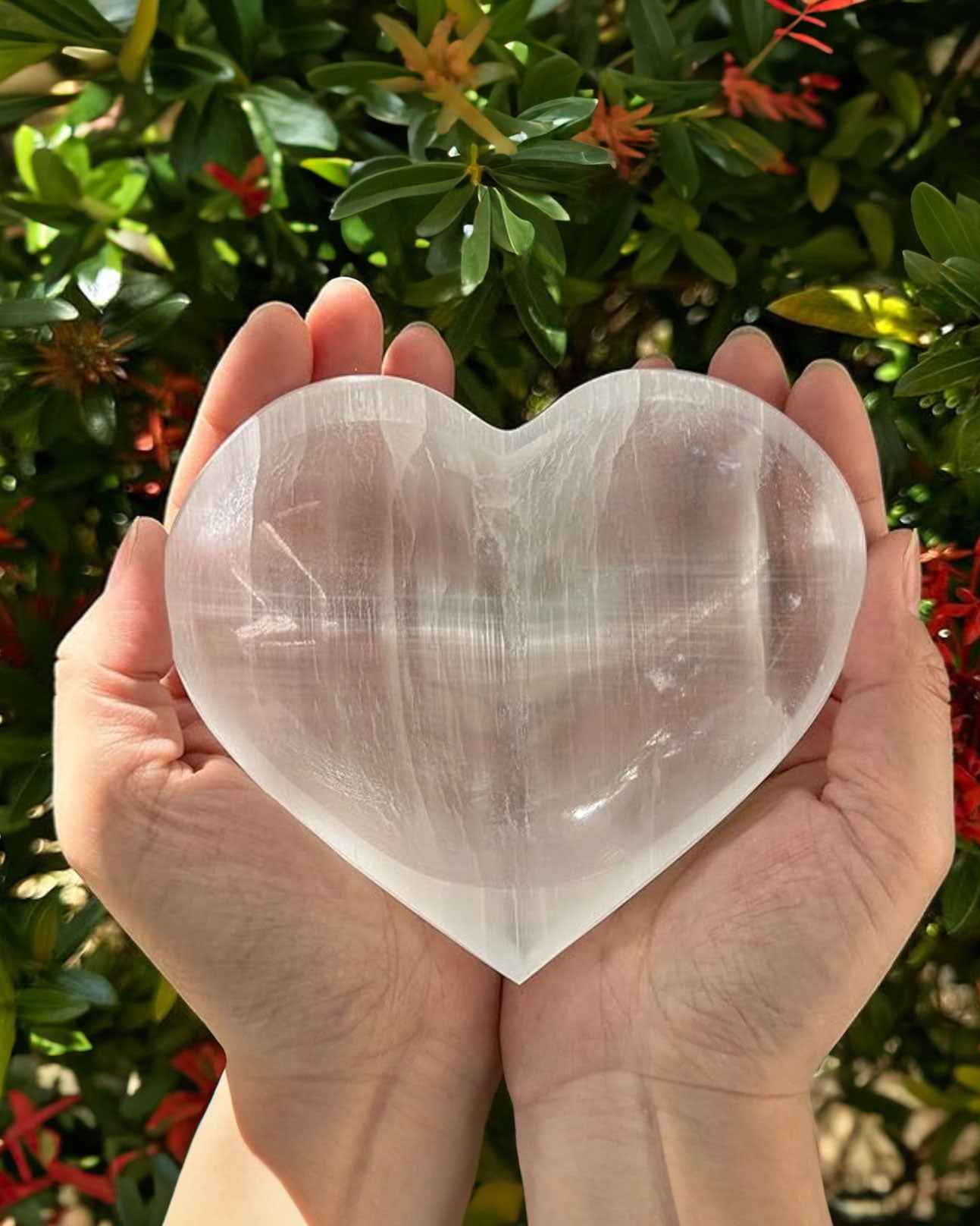Selenite Heart Dish with Pedestal