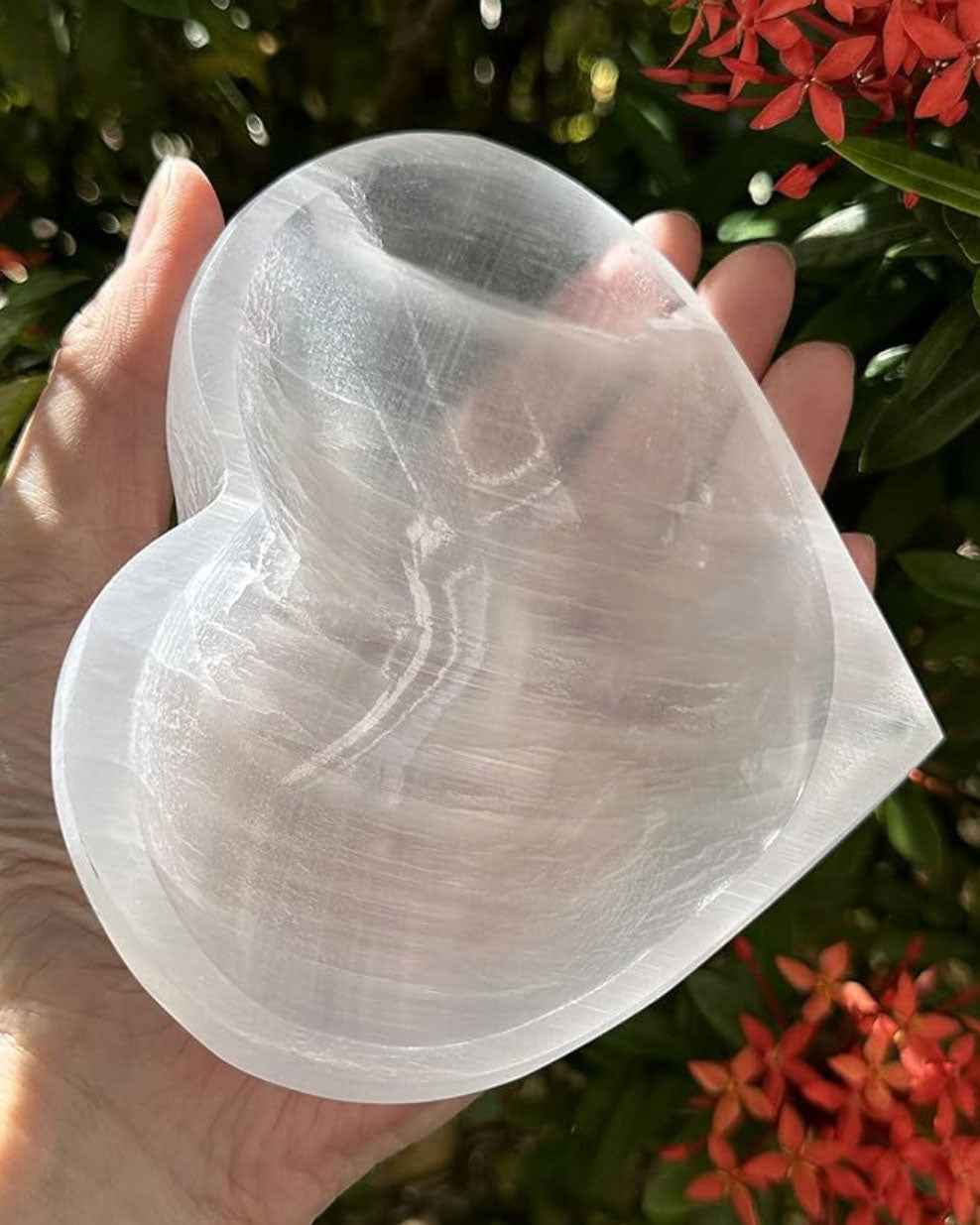 Selenite Heart Dish with Pedestal