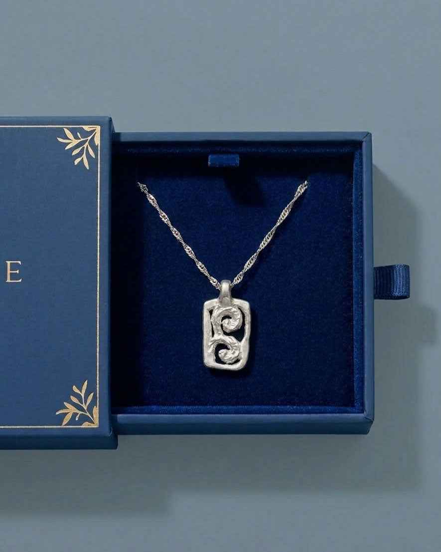 Scroll Necklace in Sterling Silver - Elegant and Timeless Sterling Silver Necklace Design