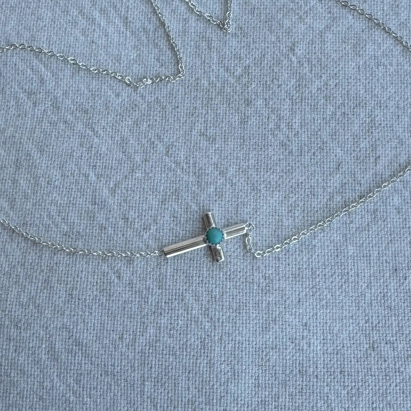 Horizontal Turquoise Cross Necklace